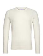 Ribbed Cotton Knitted Sweater Tops Knitwear Round Necks White Mango