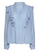 Fqshu-Shirt Tops Blouses Long-sleeved Blue FREE/QUENT