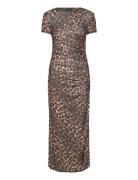 Leopard-Print Dress With Ruffled Details Maxikjole Festkjole Brown Man...