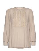 Fqshu-Blouse Tops Blouses Long-sleeved Beige FREE/QUENT