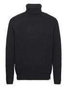 Eddie Wool Rib Rollneck Knit Tops Knitwear Turtlenecks Black Les Deux