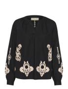 Cripilo Blouse Tops Blouses Long-sleeved Black Cream