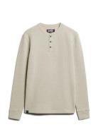 Merchant Grandad Top Tops T-shirts Long-sleeved Cream Superdry