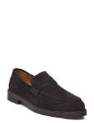 Slhblake Suede Penny Loafer Mokasiner Lave Sko Brown Selected Homme