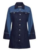 Veden Bicolor Indigo Denim Mini Dress Kort Kjole Blue ALOHAS