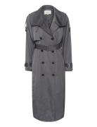 Sallygz Trenchcoat Trench Coat Kåpe Grey Gestuz