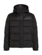 Mix Down Hooded Puffer Jacket Fôret Jakke Black Tommy Hilfiger