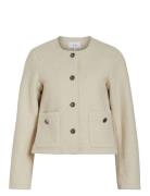 Vikera L/S Short Jacket Tops Knitwear Cardigans Beige Vila