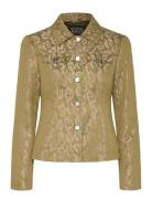 Jacquard Fitted Trucker Blazer Blazers Single Breasted Blazers Khaki G...