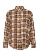 Rel Checked Flannel Bd Shirt Tops Shirts Long-sleeved Brown GANT