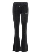 Lisa Regal Velour Straight Leg Track Pant Bottoms Trousers Joggers Bla...