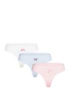 3-Pack Printed Rib Cotton Thongs Stringtruse Undertøy White Monki