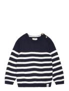 Buttons Detail Knit Sweater Tops Knitwear Pullovers Navy Mango