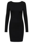 Onlroma L/S Round Back Dress Jrs Knelang Kjole Black ONLY