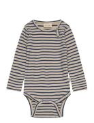 Body L/S Modal Striped Bodies Long-sleeved Brown Petit Piao