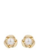 Soap Pearl Knot Ear G/White - Accessories Jewellery Earrings Studs Gol...