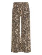 Leopard-Print High-Waist Straight-Fit Jeans Bottoms Jeans Straight-reg...