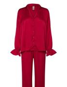 Set Satin Frill Pyjamas Red Lindex