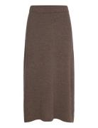 A-Line Skirt Knelangt Skjørt Brown Davida Cashmere