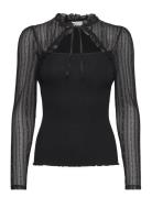 Beatha Silk Blouse W/ Lace Tops Blouses Long-sleeved Black Rosemunde