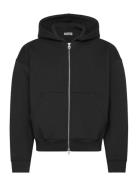 Scuba Zip Hoodie Tops Sweat-shirts & Hoodies Hoodies Black Weekday