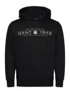 Graphic Hoodie Tops Sweat-shirts & Hoodies Hoodies Black GANT