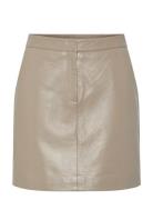 Yaslyma Hmw Leather Skirt Noos Kort Skjørt Beige YAS