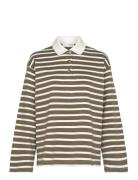 Slfwada Ls Stripe Collar Top Tops T-shirts & Tops Polos Brown Selected...