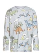 Top Ls Dino Aop Tops T-shirts Long-sleeved T-shirts Blue Lindex