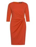 Twist-Front Stretch Jersey Dress Knelang Kjole Orange Lauren Ralph Lau...