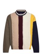 D2. Patched Cable C-Neck Tops Knitwear Round Necks Navy GANT