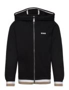 Hooded Cardigan Tops Sweat-shirts & Hoodies Hoodies Black BOSS