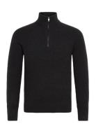 Perkins-Neck Knitted Sweater Tops Knitwear Half Zip Jumpers Black Mang...