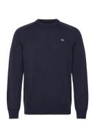 Casual Cotton Saddle C-Neck Tops Knitwear Round Necks Navy GANT