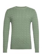 Cotton Cable C-Neck Tops Knitwear Round Necks Green GANT