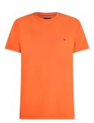 Stretch Slim Fit Tee Tops T-shirts Short-sleeved Orange Tommy Hilfiger