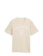 Logo Tee Tops T-shirts Short-sleeved Cream Tom Tailor