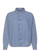 Iharcher Sh Tops Shirts Long-sleeved Blue ICHI