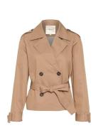 Crrea Crop Trenchcoat Trench Coat Kåpe Brown Cream