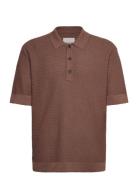 Wwupton Tops Knitwear Short Sleeve Knitted Polos Brown WOOD WOOD