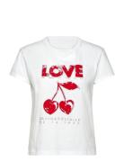 Walk Bc Concert Cherry Love Tops T-shirts & Tops Short-sleeved White Z...