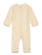 Sie Rib Solid Newborn Langermet Bodysuit Beige Lindex