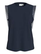 Viotessa O-Neck Cap Sleeve Top Tops Blouses Sleeveless Navy Vila